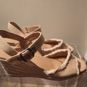 Lucky Brand Open-Toe Ankle Strap Wedges, Sz 10